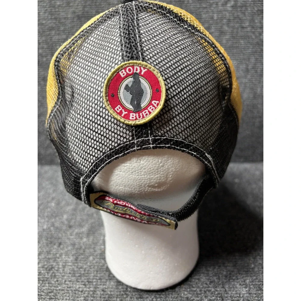 Garage Wear SMI Bubbas Body Shop Garage Trucker Hat Black Yellow Mesh Snapback
